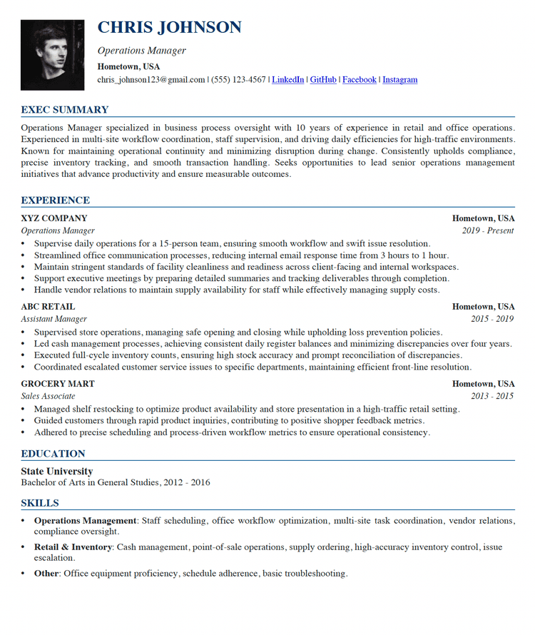 Resume after optimization